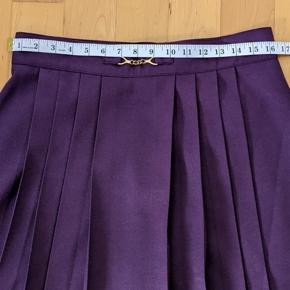 VINTAGE Lana Lee purple burgundy pleated midi skirt size Medium Large @A9 - Picture 4 of 9